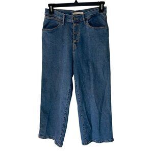 Levi's Womens Mile Jeans Size 30 Blue High Rise Wide Leg Cropped Cotton Blend